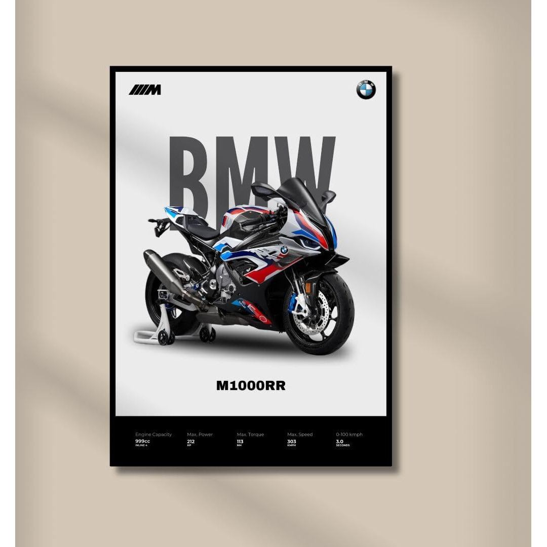 Bmw M1000Rr Poster | Superbike Bmw Poster | Unframed Matt Superbike Poster | Bmw Bike Posters A3 Size (42 X 30 Cm) | Bmw Motorrad Bikes Poster For Wall, Home, Bedroom, Living Room Decoration