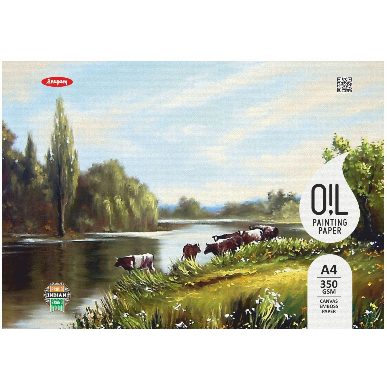 Anupam Oil Painting Paper Pad A4 Natural White 350 Gsm Painting Paper, Long Side Glued Pad (10 Sheet)