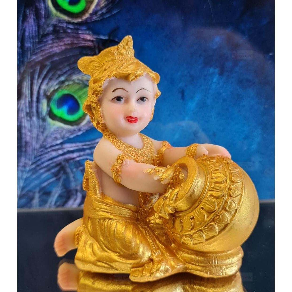 Satyam Kraft 1 Piece Lord Krishna Canvas Painting | Gopal Murti, Bala Krishna, Balakrishna Swing, Makhan Leela, Janmashtami Artwork For Home & Office Decoration(Poly Resin)