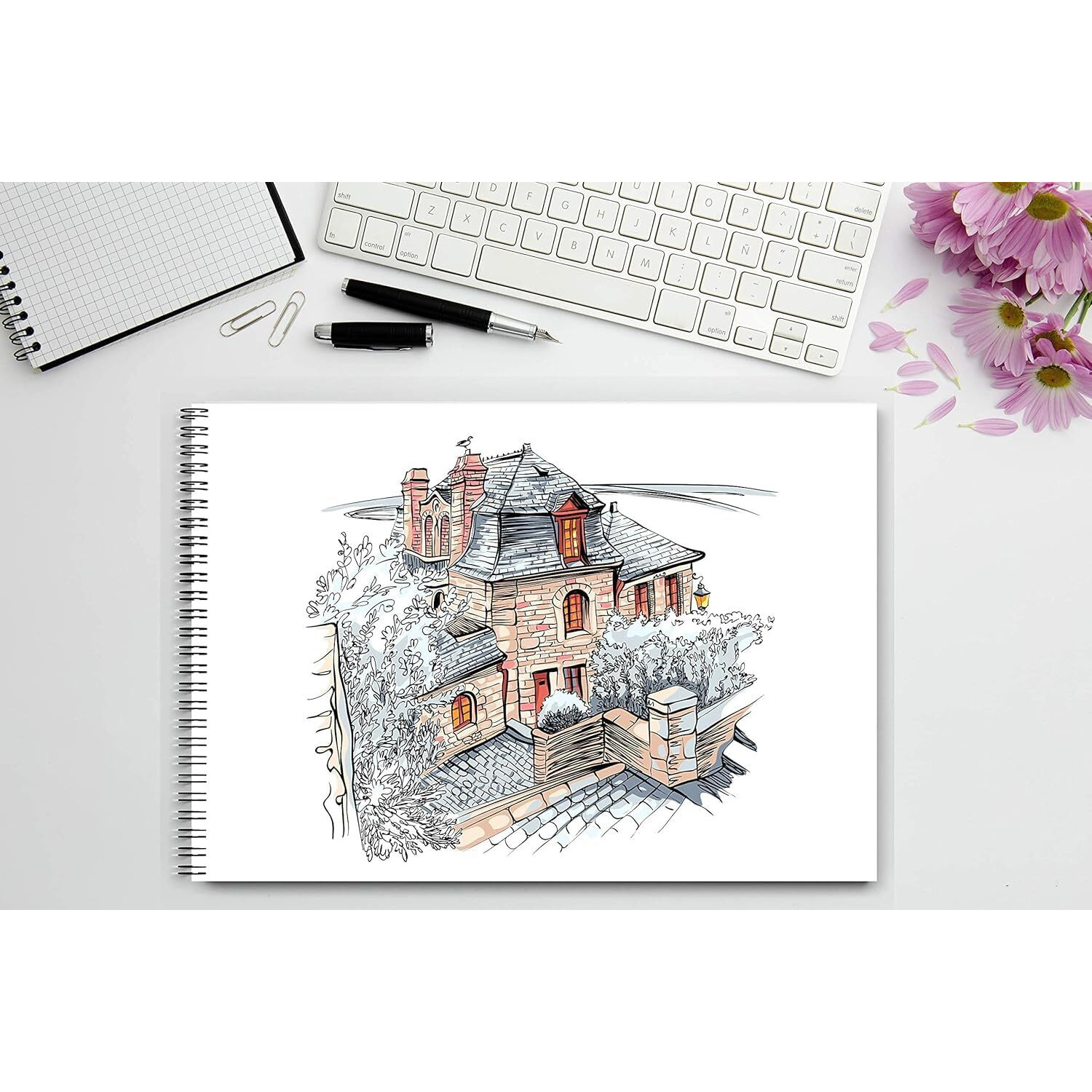 Sejascollections ( Pack Of 1 ) A3 Spiral Bound Sketch Book | 60 Cartridge Sheets With 60 Butter Papers | Drawing Book, Art File 60 X 2 Pages (Including Butter Paper) With 140 Gsm, Snow White Cartridge Papers, Ideal For Drawing, Sketching, Colouring And Painting. Color And Design May Vary.