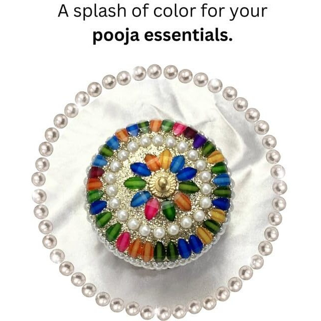 Adorn World Multicolored Sindoor Moti Dibbi Handcrafted Gifting Earrings Moti Box Kumkum Box & Kumkum Dibbi Sindoor Dani Decoration Box For Gift & Fancy Sindoor Dibbi (Pack Of 2)