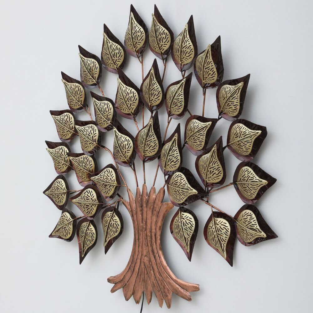 Miracle Craft Metal Wall Art Tree Wall Hanging Leaf Multicolour Wall Decor Perfect For Living Room, Home, Bedroom Office, Hotel (Without Led)