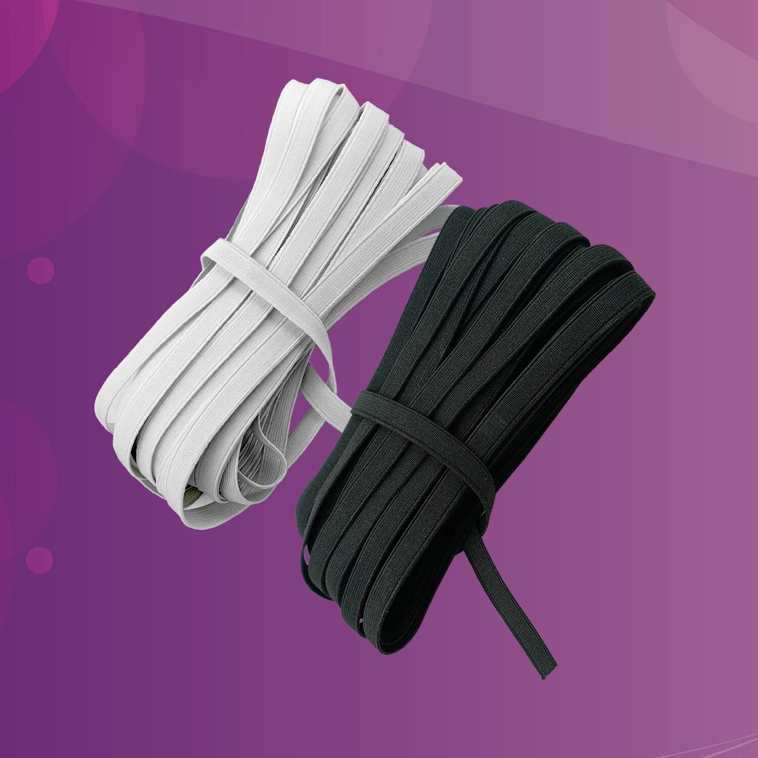 Aakriti 10 Meter White & 10 Meter Black Polyester Elastic Used For Sewing, Stitching, Tailoring, Elastic Pants And Other Diy Items Mask Making Elastic(Woven Elastic, 10Mm)
