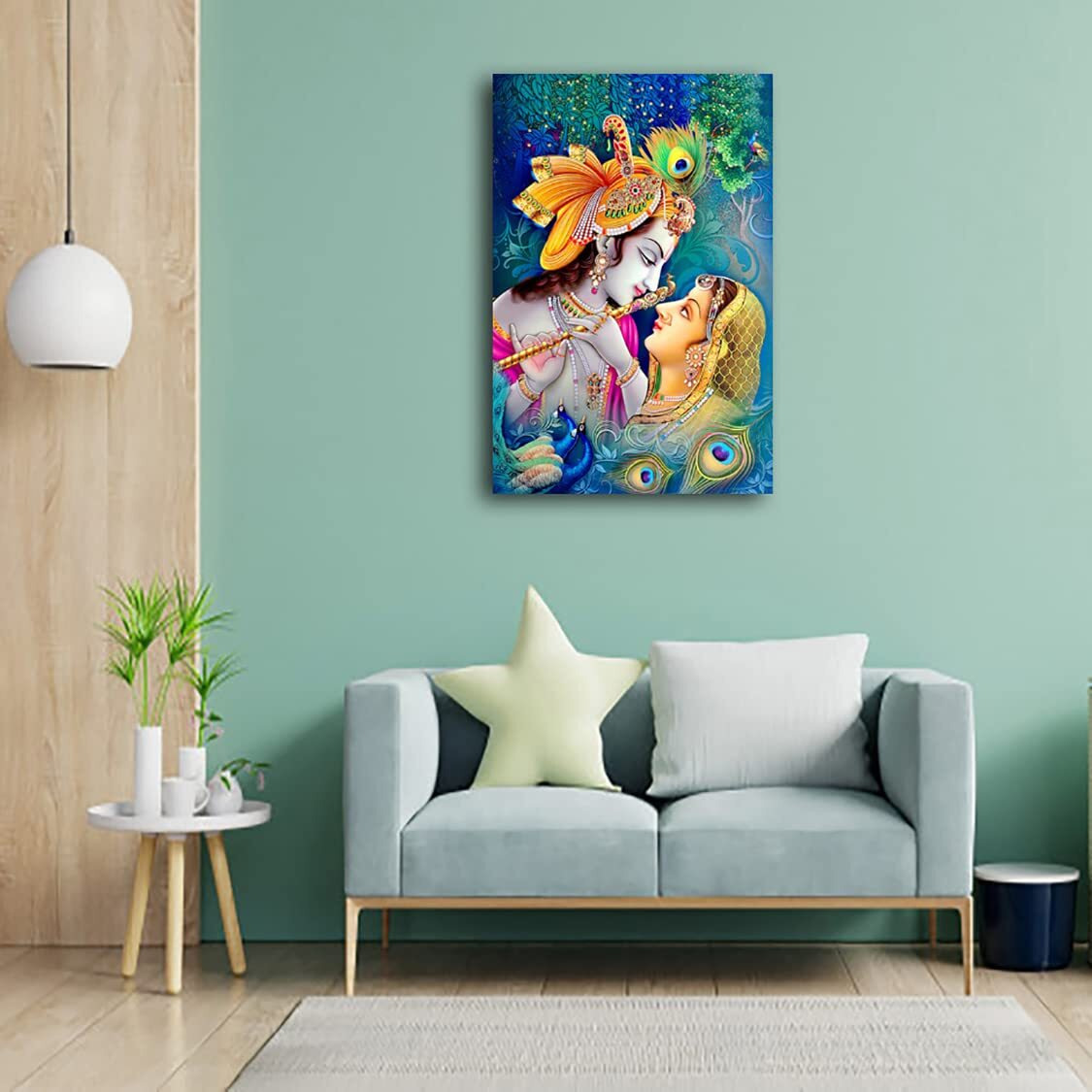 Dharvika Innovations Radha Krishna Poster Big Size Sparkle Coated Self Adhesive Waterproof Painting Vinyl Poster Without Frame (24 X 36 Inch)