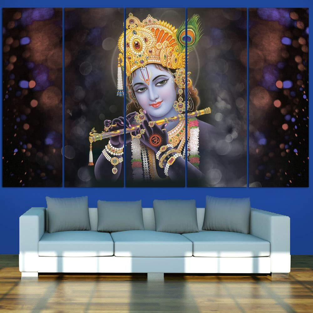 Maxstone Improve Your Place Beautiful Wall Painting With Flute Digital Multiple Pannal Hd Photos (Multicolour, 60 X 30 Inch) Vynl, Sparkle Effects,Wall Painting For Home