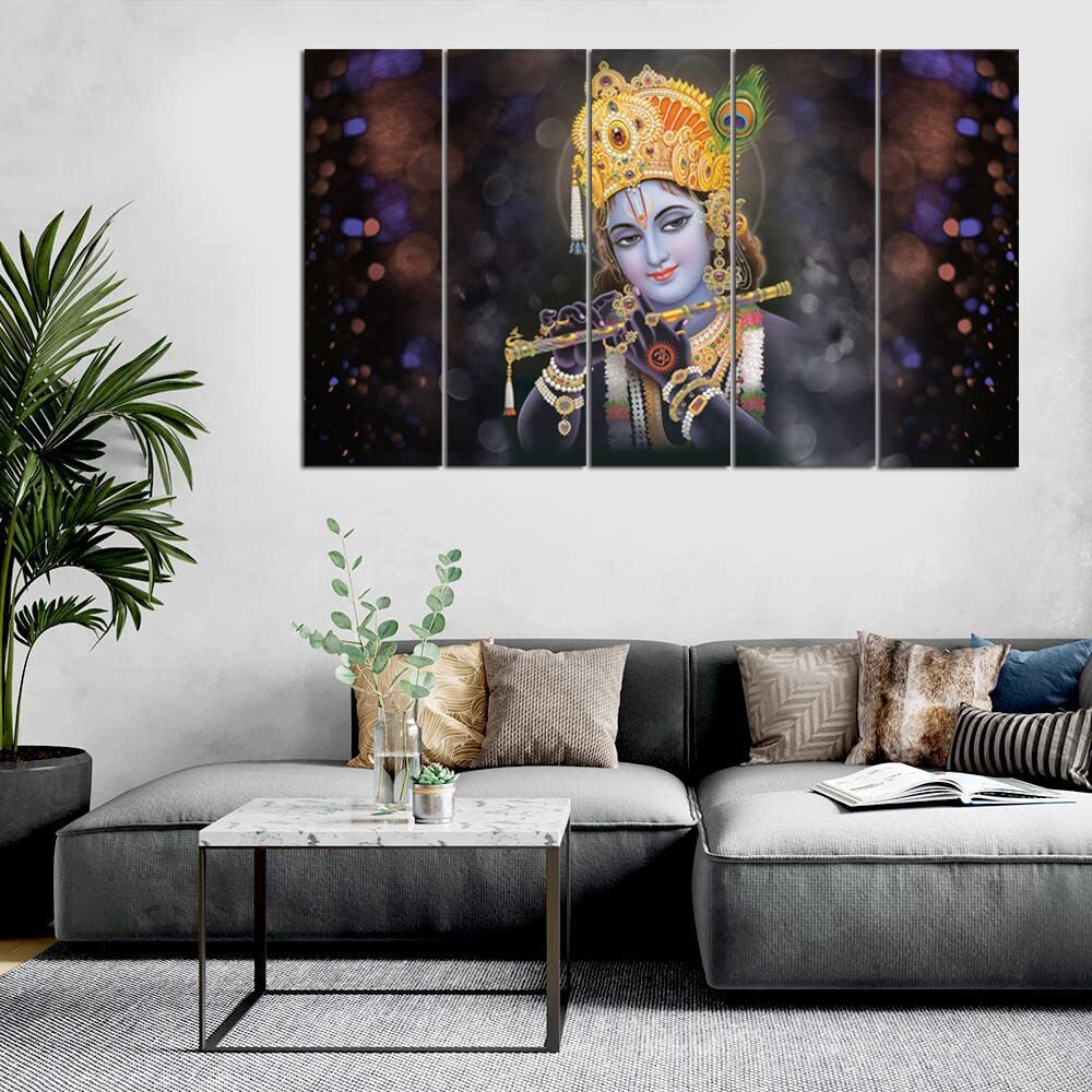Maxstone Improve Your Place Beautiful Wall Painting With Flute Digital Multiple Pannal Hd Photos (Multicolour, 60 X 30 Inch) Vynl, Sparkle Effects,Wall Painting For Home