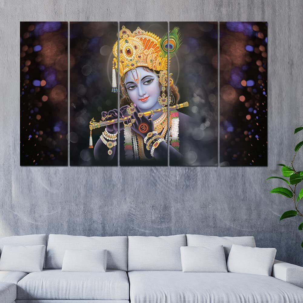 Maxstone Improve Your Place Beautiful Wall Painting With Flute Digital Multiple Pannal Hd Photos (Multicolour, 60 X 30 Inch) Vynl, Sparkle Effects,Wall Painting For Home