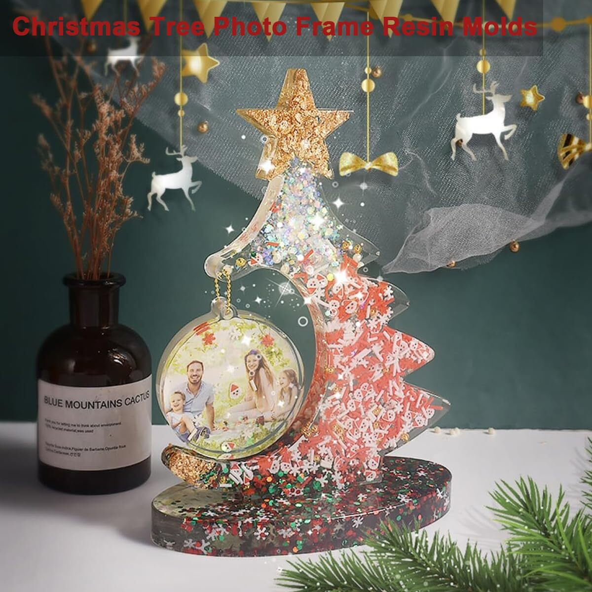 Hasthip Diy Christmas Tree Resin Art Kit With Unique Photo Frame Design - Durable Silicone Material, Easy Demolding, Creative Festive Decor & Personalized Gift Idea