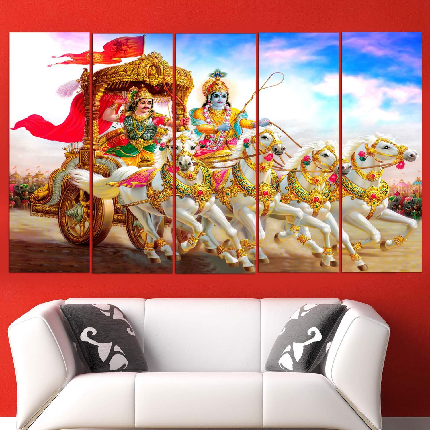 Maxstone Improve Your Place Wall Painting Digital Multiple Pannal (Multicolour, 60 X 30 Inch) Vynl, Sparkle Effects,Wall Painting For Room