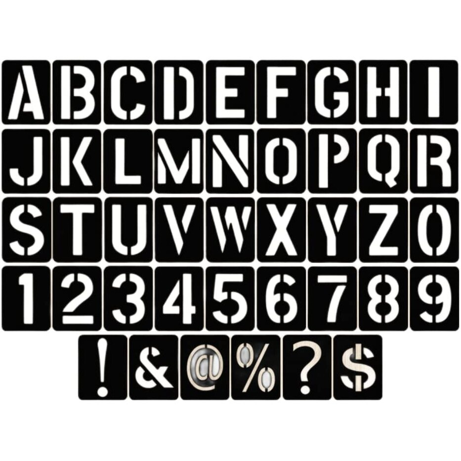 Letter Stencils Symbol Numbers Craft Stencils, 42 Pcs Reusable Alphabet Templates Interlocking Stencil Kit