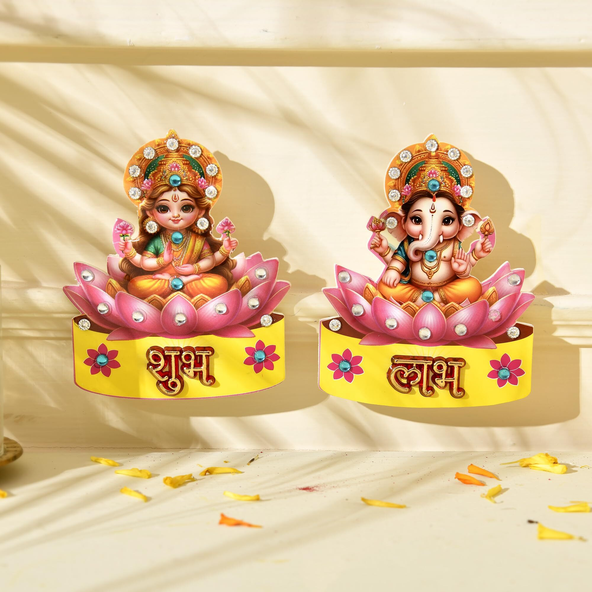 Shubh Labh Stickers Laxmi Ganesha Wall Decor - Diwali Home Decor Items For Door, Shubh Labh Decoration - Ideal Diwali Gift, Laxmi Ganesha Shubh Labh Paper Wall For Home Decoration