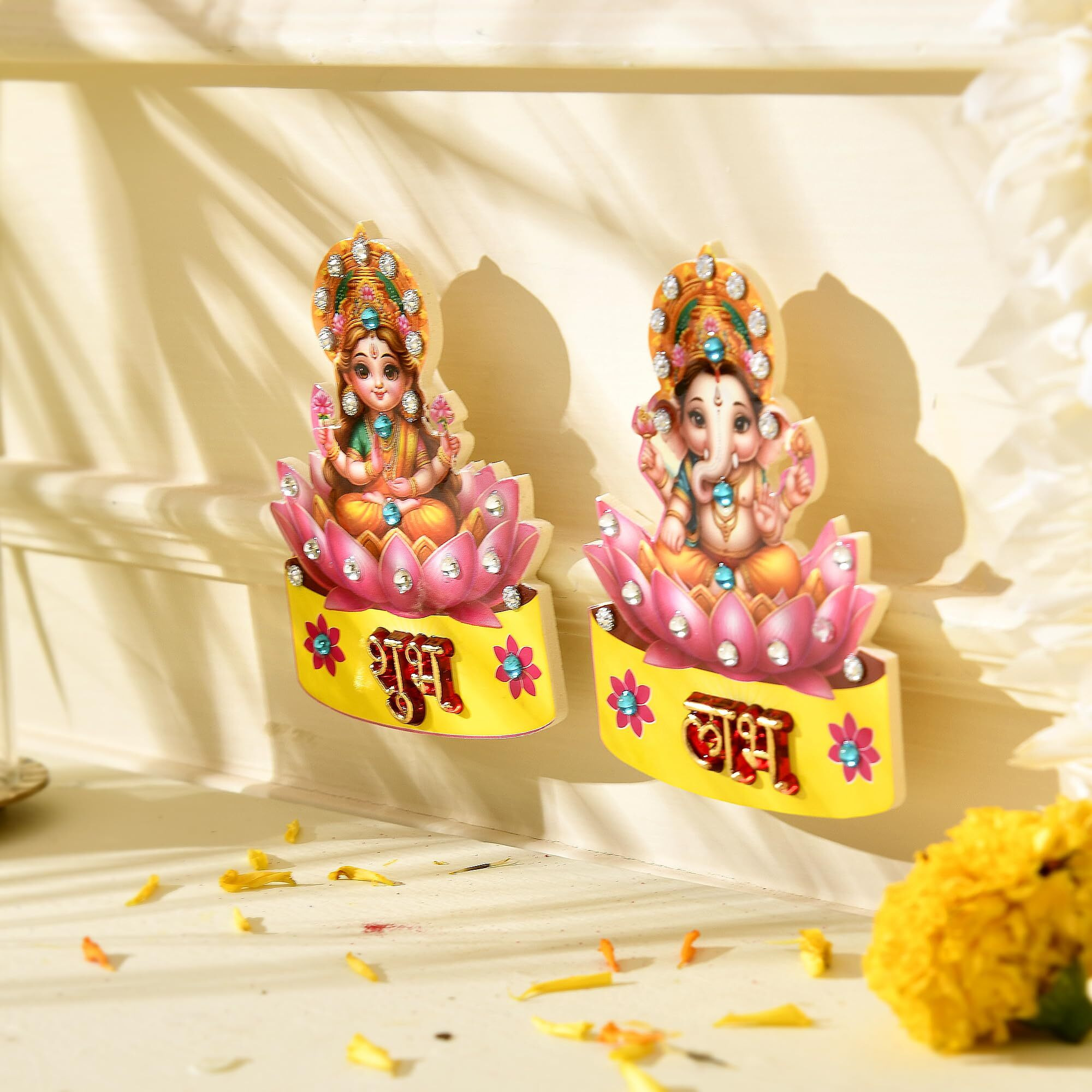 Shubh Labh Stickers Laxmi Ganesha Wall Decor - Diwali Home Decor Items For Door, Shubh Labh Decoration - Ideal Diwali Gift, Laxmi Ganesha Shubh Labh Paper Wall For Home Decoration