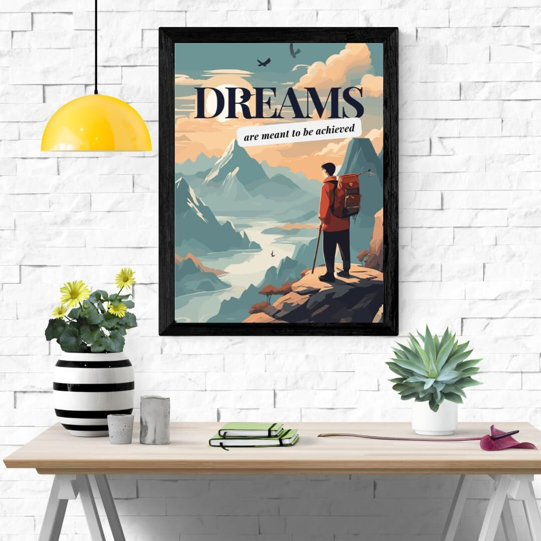 Casabonica Motivational & Inspirational Wall Posters|Dreams Wall Frames|Framed Posters|Wall Posters With Frame For Office, Home, Bedroom, Living Room|Set Of 1 | Size - A3