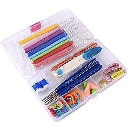 Hookcart 51 Pieces Knitting Crochet Accessories Needle Ergonomic Sewing Kit Crochet Set Tools To Knit Hats, Socks, Sweaters, Knitting Needle Kit Craft Weaving Plastic Yarn Sewing Tools