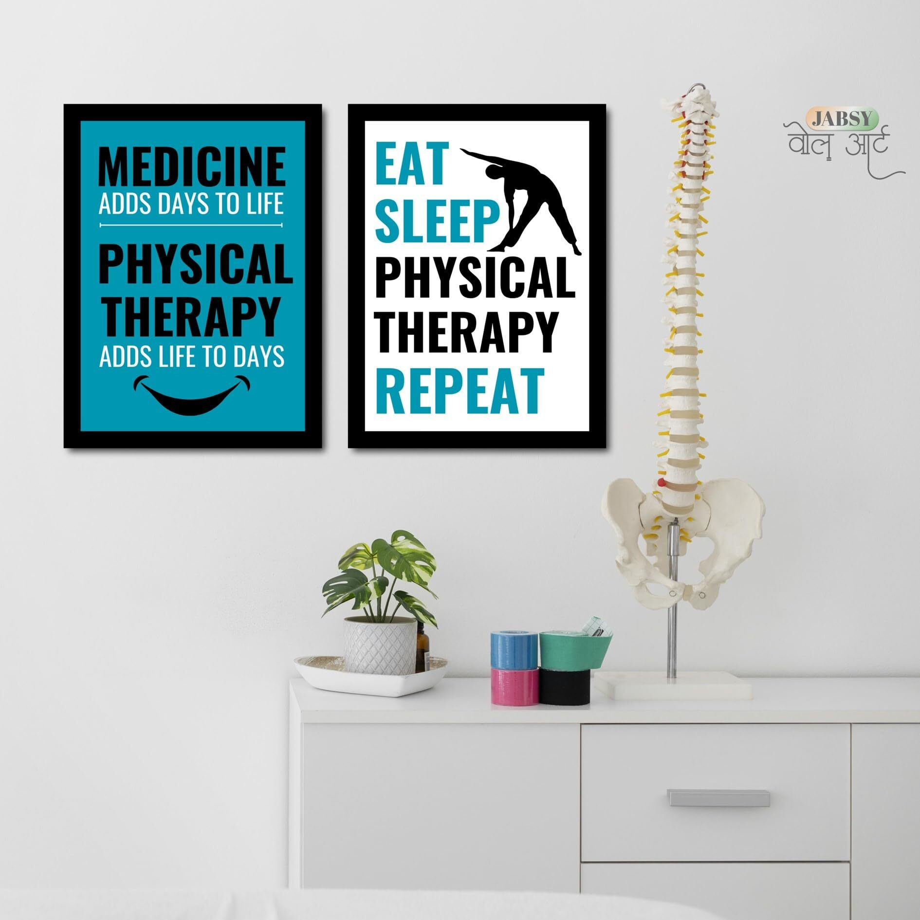 Jabsy Physiotheraphy Clinic Hospital Motivational Framed Poster | Best For Physiotherapist Doctor Gift (A4 Size) (Pack Of 02)