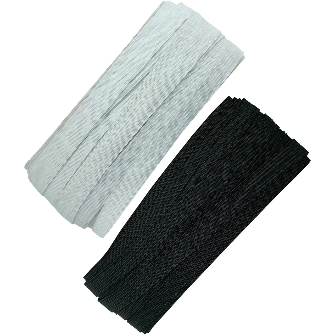 Aakriti 10 Meter White & 10 Meter Black Polyester Elastic Used For Sewing, Stitching, Tailoring, Elastic Pants And Other Diy Items Mask Making Elastic(Knitted Elastic, 12Mm)