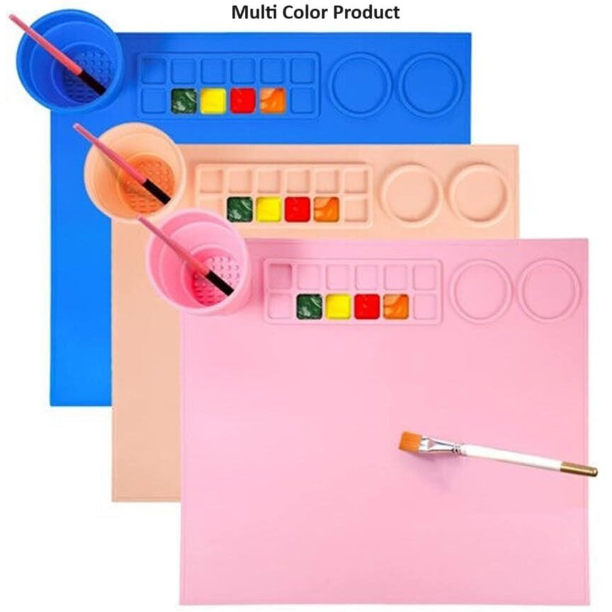 Addcart Creator Silicone Craft Mat For Painting And Crafts Large Mat With Collapsible Paint Brush Cleaner For Painting, Clay, Resin And Crafts 15Inches X 17Inches