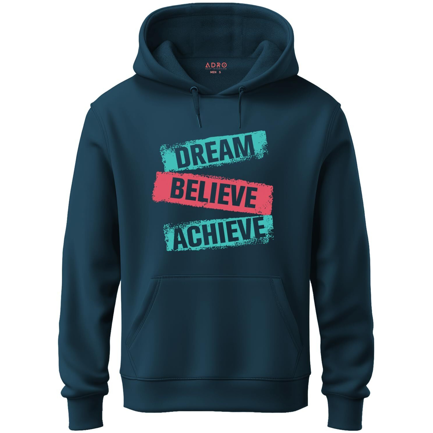 Adro Men's Cotton Neck Hooded Sweatshirt (H20-M-Dba-Sb_Teal_L)