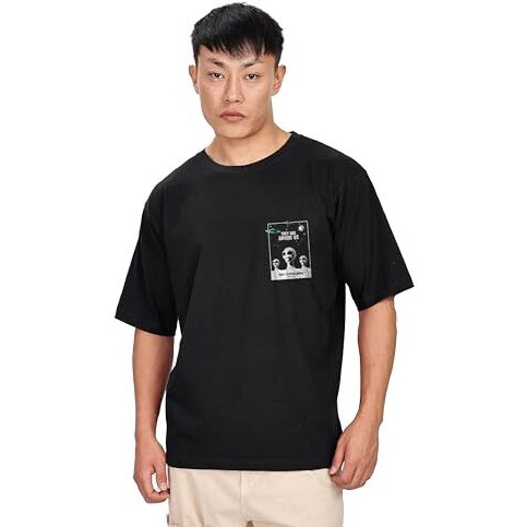 Kyda Men's Oversized 100% Cotton Round Neck Front And Back Printed Tshirt (Pack Of 1)