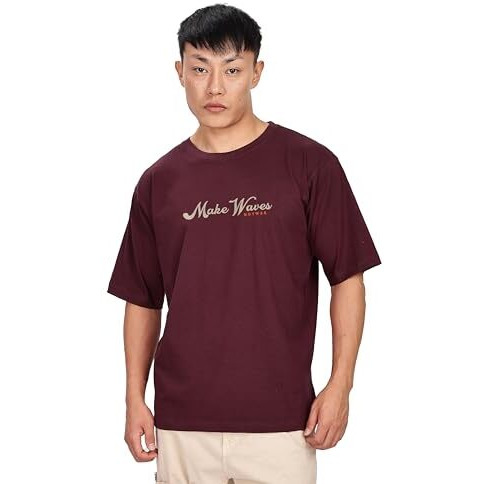 Kyda Men's Oversized 100% Cotton Round Neck Front And Back Printed Tshirt (Pack Of 1) Maroon