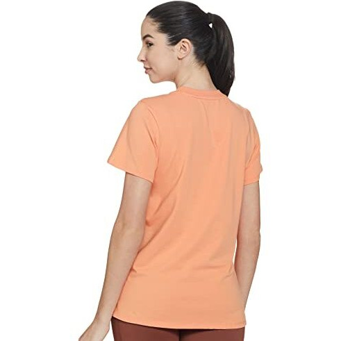 Enamor Athleisure Women's Short Sleeve Crew Neck Relaxed Fit Antimicrobial 4 Way Stretch Breathable Cotton Tee - A301(A301-Salmon-S)