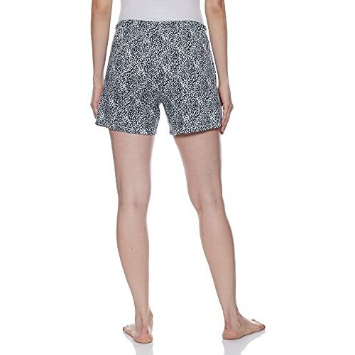 Enamor Essentials Women's Mid Rise Relaxed Fit Thigh Length Breathable Pure Cotton Shorts With 2 Side Pockets - E062(E062-Stroke Aop Blue Combo-L)