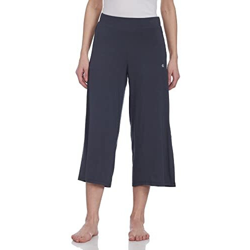 Enamor Essentials Women's Mid Rise Crop Length Soft & Drapey Stretch Viscose Culottes With Smart Side Slits - E064(E064-Blue Night-S)