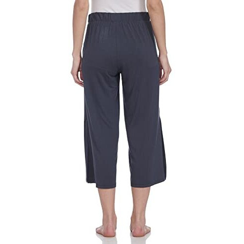 Enamor Essentials Women's Mid Rise Crop Length Soft & Drapey Stretch Viscose Culottes With Smart Side Slits - E064(E064-Blue Night-S)