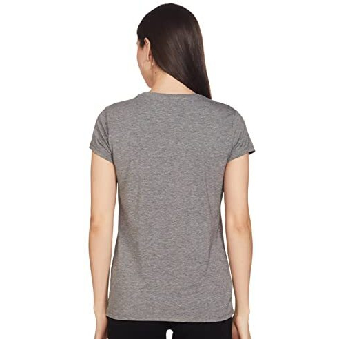 Enamor Women's Plain Slim Fit T-Shirt (E047_Medium Grey Melange M)
