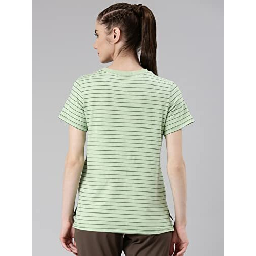 Enamor Women's Striped Relaxed T-Shirt (A3S1_Soft Green Stripe Choose Love Graphic S)