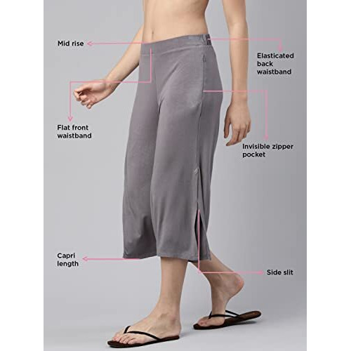 Enamor Women's Relaxed Casual Pants (E064_Ash Grey_S)