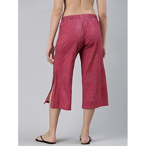 Enamor Ea64 Mid-Rise Shop In Culottes For Women With Side Slits And All Over Print