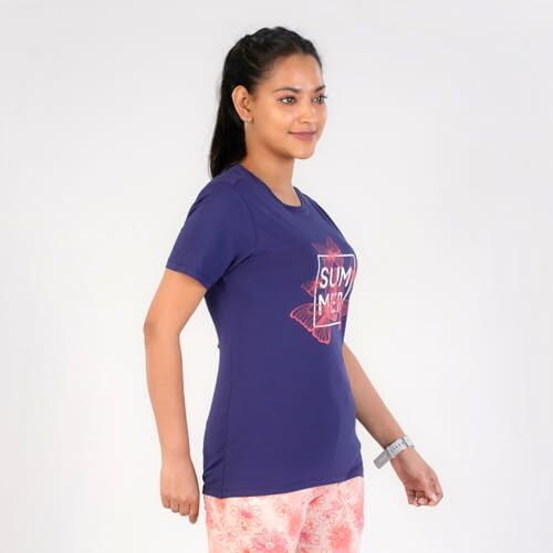 Rupa Colors Playsure Printed Cotton Blended Round Neck Women's T-Shirt, Short-Sleeve, Pack Of 1