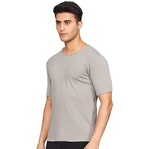 Rupa Jon Men's Striped Regular Thermal Top (Jon Rhfs Vest_Grey 2Xl)