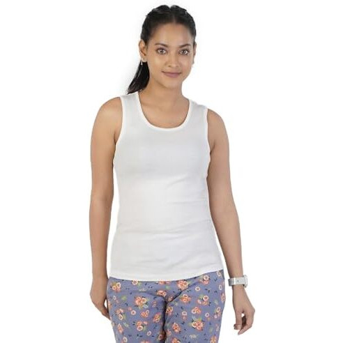 Rupa Colors Playsure Solid 100% Combed Cotton Rib Fabric, Women's Tank Top, Sleeveless Pack Of 1