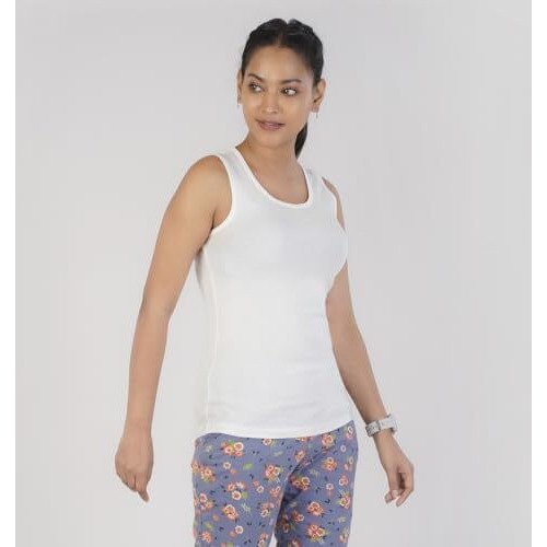 Rupa Colors Playsure Solid 100% Combed Cotton Rib Fabric, Women's Tank Top, Sleeveless Pack Of 1