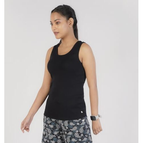 Rupa Colors Playsure Solid 100% Combed Cotton Rib Fabric, Women's Tank Top, Sleeveless Pack Of 1