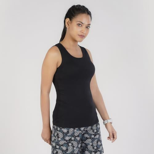 Rupa Colors Playsure Solid 100% Combed Cotton Rib Fabric, Women's Tank Top, Sleeveless Pack Of 1