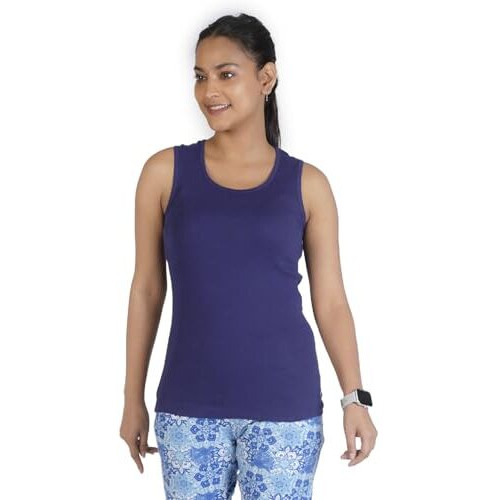 Rupa Colors Playsure Solid 100% Combed Cotton Rib Fabric, Women's Tank Top, Sleeveless Pack Of 1