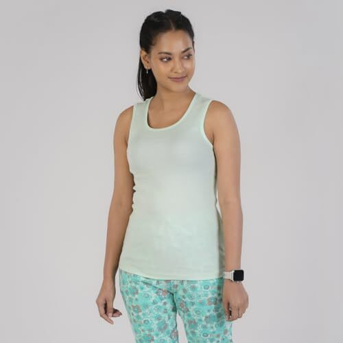 Rupa Colors Playsure Solid 100% Combed Cotton Rib Fabric, Women's Tank Top, Sleeveless Pack Of 1