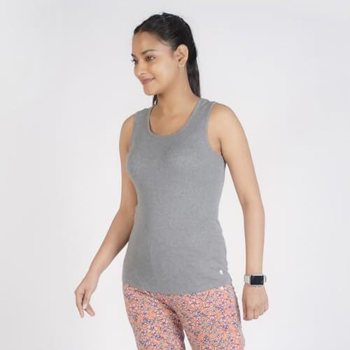 Rupa Colors Playsure Solid 100% Combed Cotton Rib Fabric, Women's Tank Top, Sleeveless Pack Of 1