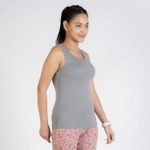 Rupa Colors Playsure Solid 100% Combed Cotton Rib Fabric, Women's Tank Top, Sleeveless Pack Of 1