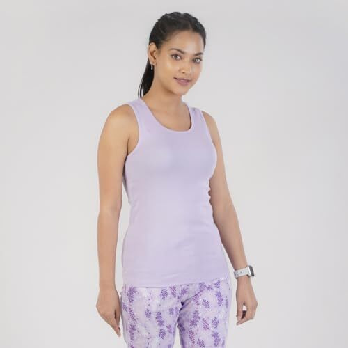 Rupa Colors Playsure Solid 100% Combed Cotton Rib Fabric, Women's Tank Top, Sleeveless Pack Of 1
