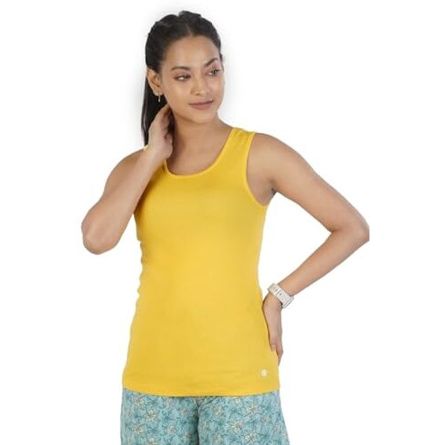 Rupa Colors Playsure Solid 100% Combed Cotton Rib Fabric, Women's Tank Top, Sleeveless Pack Of 1