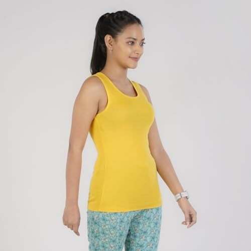 Rupa Colors Playsure Solid 100% Combed Cotton Rib Fabric, Women's Tank Top, Sleeveless Pack Of 1