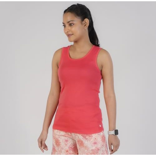 Rupa Colors Playsure Solid 100% Combed Cotton Rib Fabric, Women's Tank Top, Sleeveless Pack Of 1