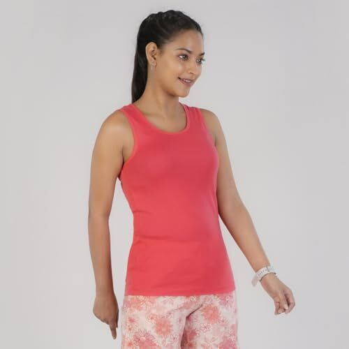 Rupa Colors Playsure Solid 100% Combed Cotton Rib Fabric, Women's Tank Top, Sleeveless Pack Of 1