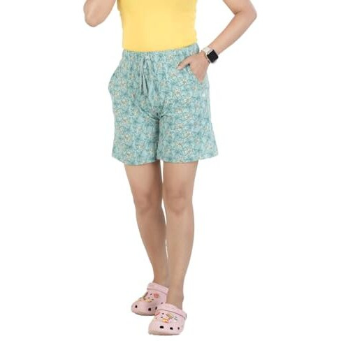 Rupa Colors Playsure Printed Shorts For Women, Leisurewear, Floral Printed Shorts, Loungewear Green