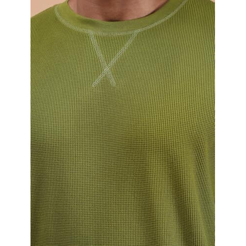 Colors Waffle Texture Full Sleeve T-Shirt For Men - 100% Cotton, Ribbed Crew Neck, Breathable Fabric, Enhanced Texture, Super Stretchable, Label-Free Comfort, Anti-Fungal Dye. Pack Of 1