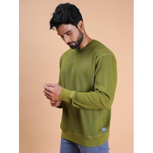Colors Waffle Texture Full Sleeve T-Shirt For Men - 100% Cotton, Ribbed Crew Neck, Breathable Fabric, Enhanced Texture, Super Stretchable, Label-Free Comfort, Anti-Fungal Dye. Pack Of 1